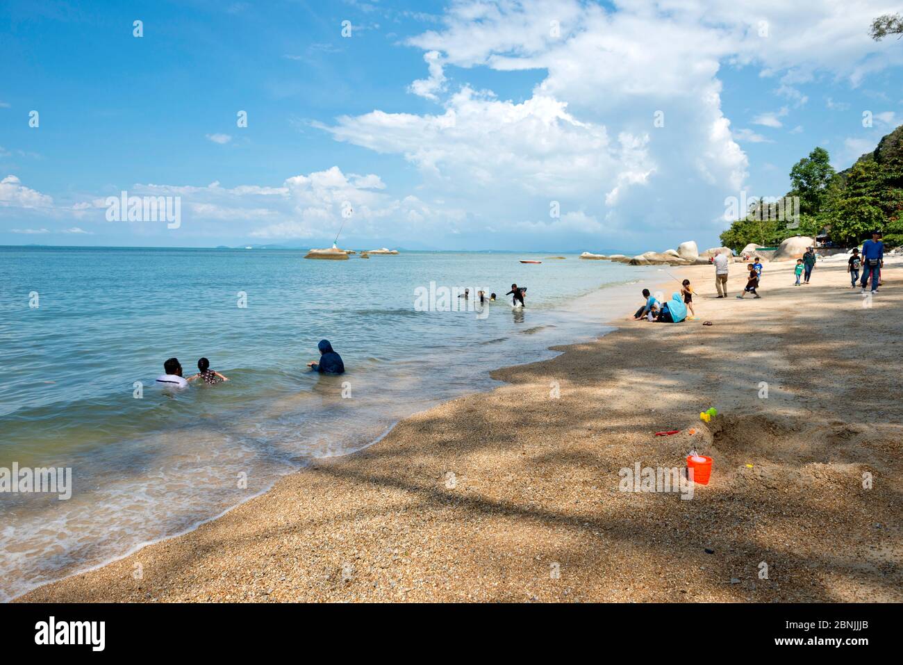 Malesia, Malaisie, île, Insel, isola, Penang, Malacca, ville, Città, George Town, plage local, lokaler Strand, spiaggia locale, gens, Leute, persone Foto Stock