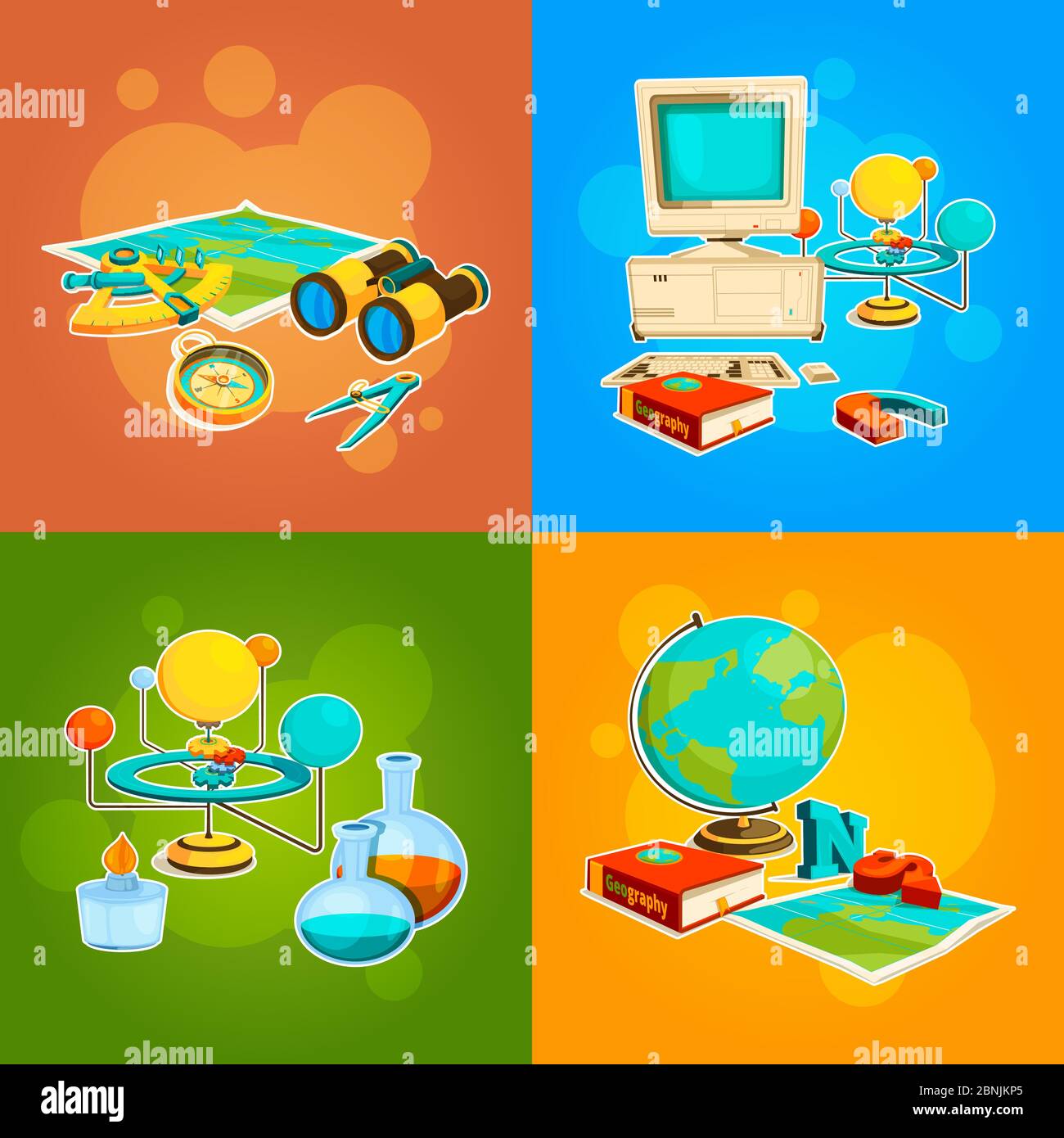 Raccolta di strumenti geografici e scientifici Illustrazione Vettoriale