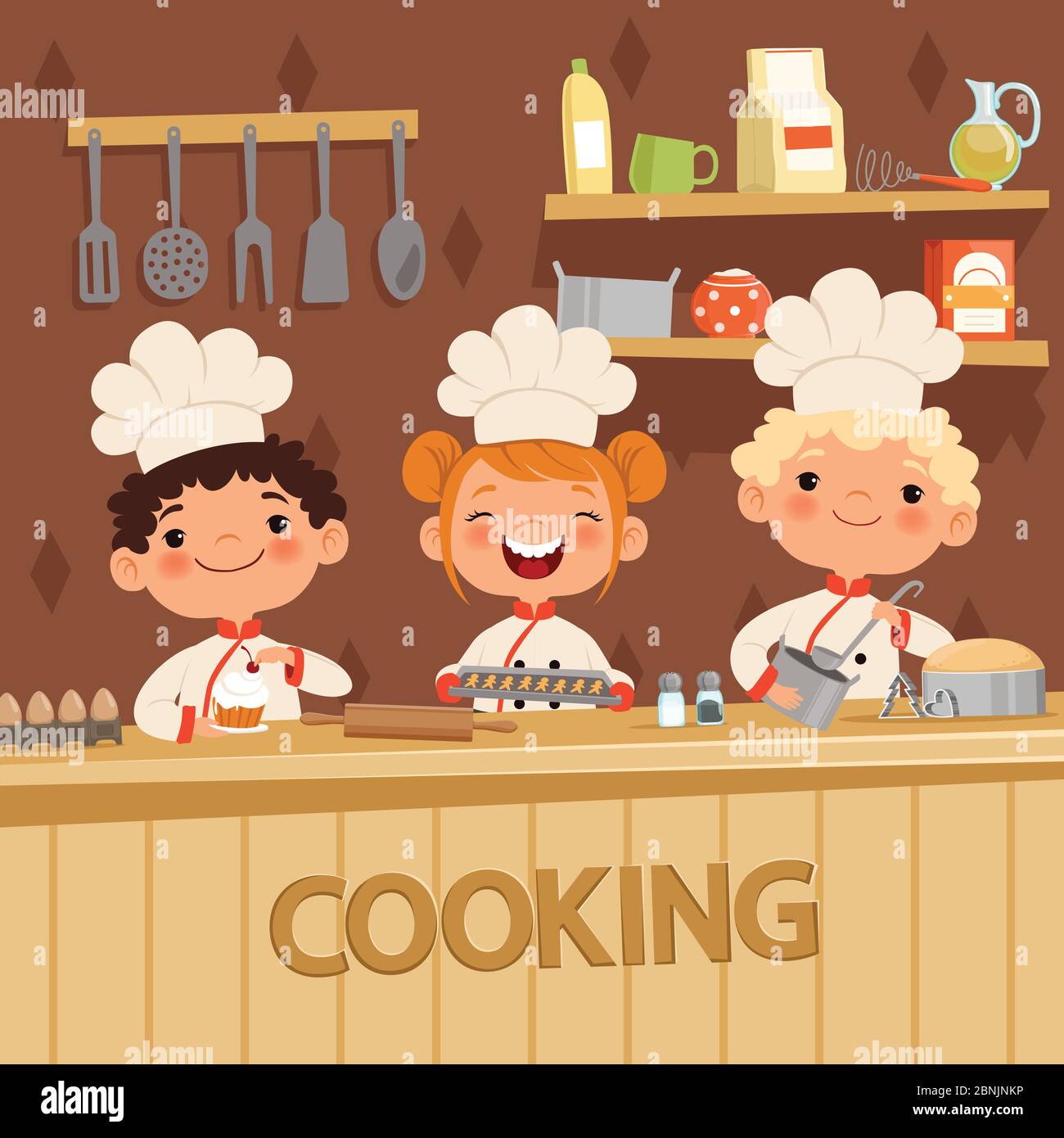 Illustrazioni di sfondo di bambini che preparano cibo in cucina Immagine e  Vettoriale - Alamy