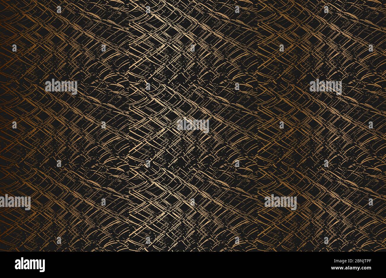 Collage di angoscia d'oro vecchia arrugginita pelata, struttura vettoriale con rete metallica, filo, gabbia, strisce incrociate. Illustrazione EPS8. Illustrazione Vettoriale