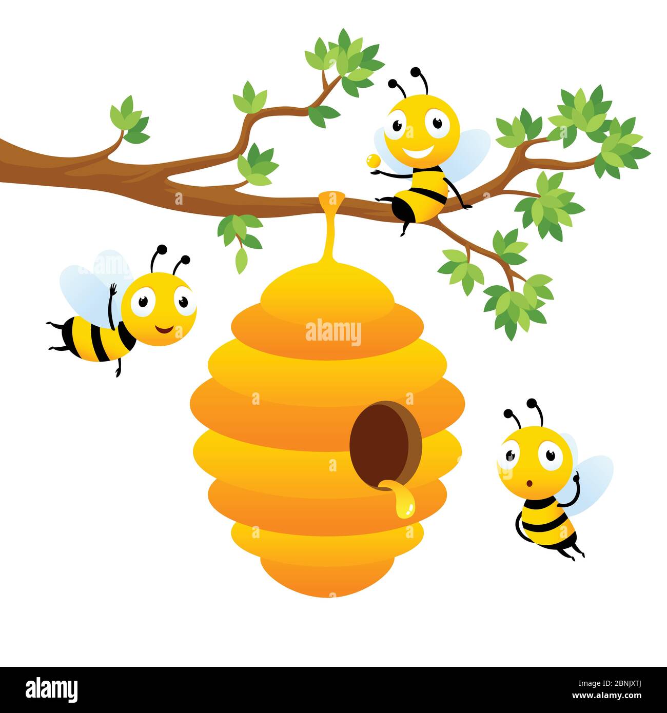 Bee caratteri. Disegno vettoriale mascotte cartone animato isolato Illustrazione Vettoriale