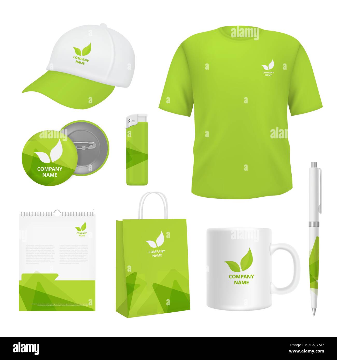 Identità aziendale. Vari souvenir con modelli pubblicitari Illustrazione Vettoriale