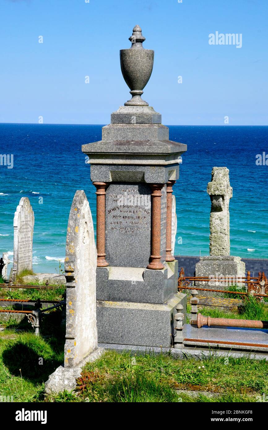 Lapidi nel cimitero di San Ives Foto Stock