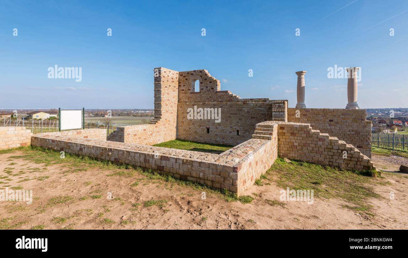 Cantina romana nei pressi di Bad Dürkheim nel Palatinato, 'Villa rustica' nella zona di Weilberg a nord di Ungstein. Ogni anno si svolge la "Festa del vino al Römerkelter", un "momento culminante della cultura del vino", Foto Stock