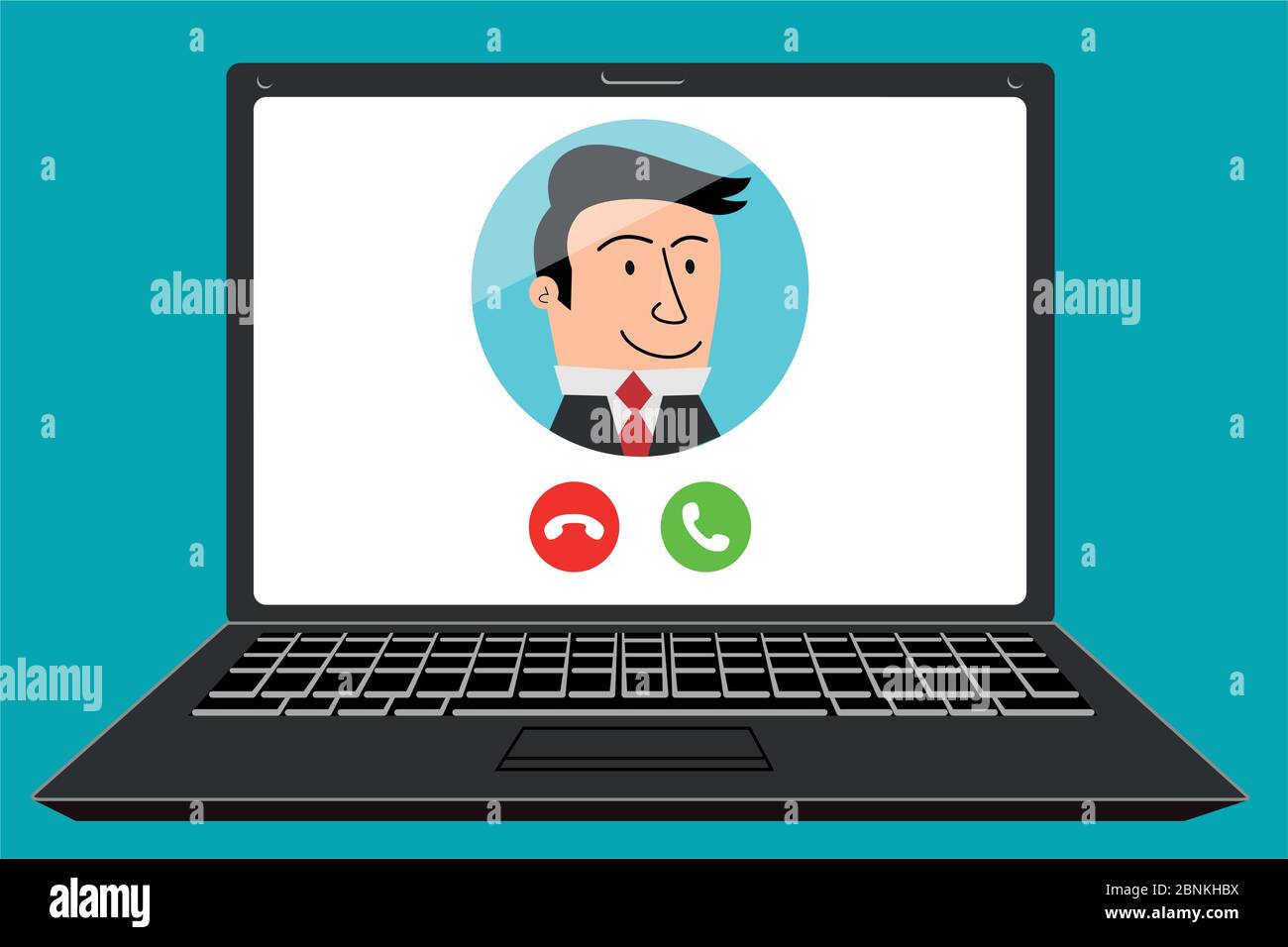 Laptop per videochiamata in conferenza. Lavoro in quarantena remota, lavoro dall'isolamento vettoriale domestico Illustrazione Vettoriale