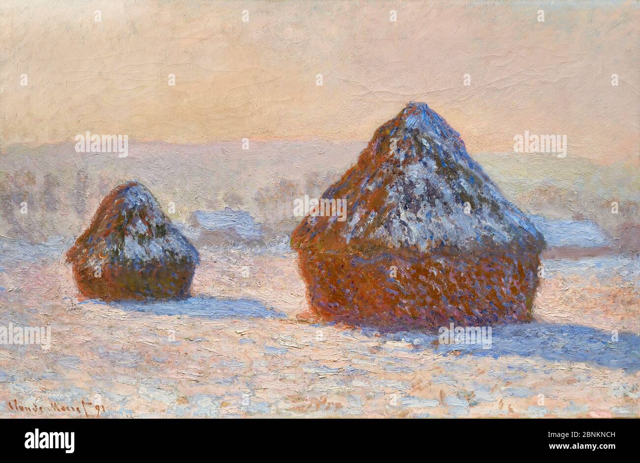 Wheatstacks, effetto neve, mattina (Meules, effet de Neige, le Matin) di Claude Monet (1840-1926), olio su tela, 1891 Foto Stock