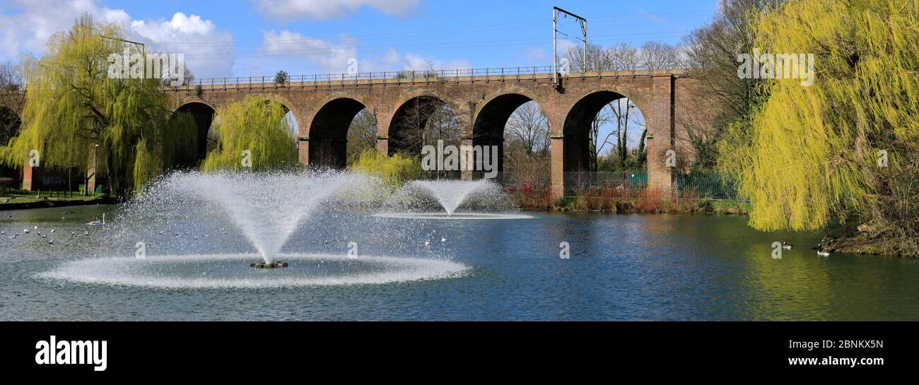 Vista primaverile di Central Park, Chelmsford City, Essex County, Inghilterra, Regno Unito Foto Stock