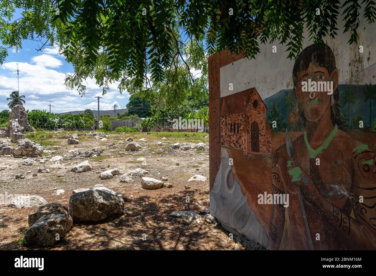 America, Caraibi, grandi Antille, Repubblica Dominicana, Azua, Pueblo Viejo, vista delle rovine della chiesa del Convento de las Mercedes a Pueblo Viejo Foto Stock