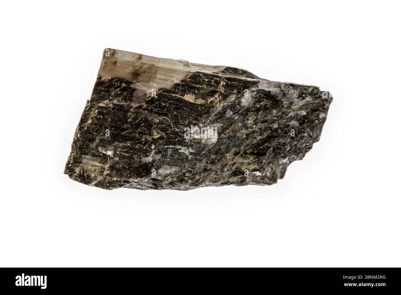 Campione di tormalina, cristallino boro minerali di silicato su sfondo bianco Foto Stock