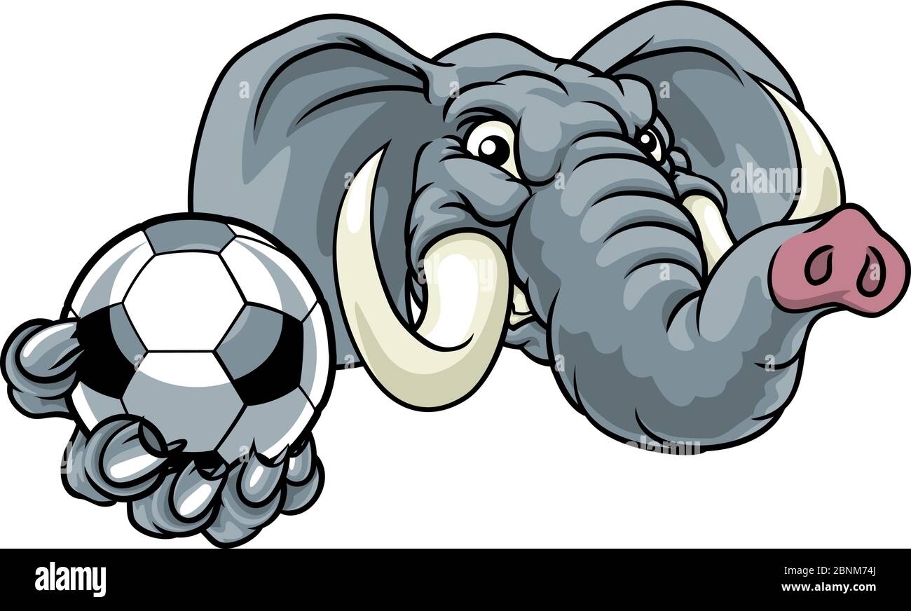 Elephant Soccer Football palla mascotte sportive Illustrazione Vettoriale