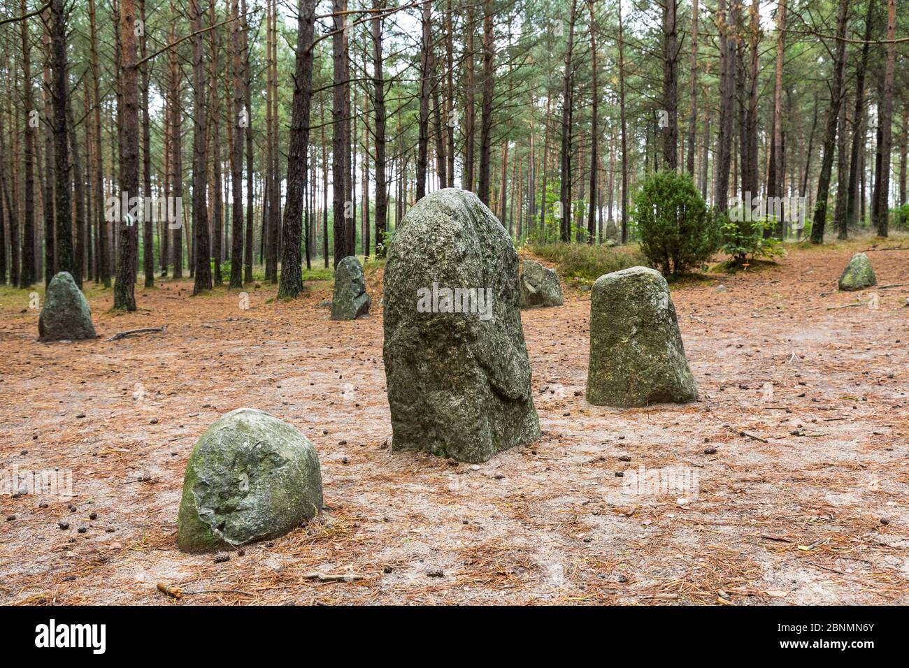 Europa, Polonia, Pomerania, Kashubia / Kaschubei - circoli megalitici in pietra Foto Stock