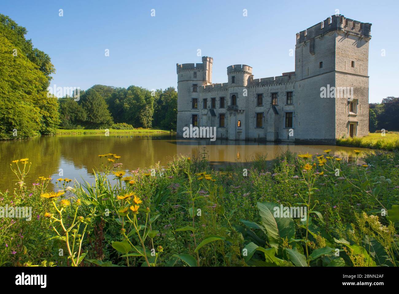 Castello Bouchout al Giardino Botanico Meise, Belgio, agosto 2013. Foto Stock