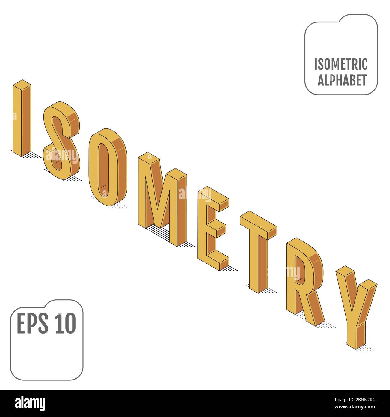 La parola isometria, scritta nell'alfabeto isometrico. Illustrazione Vettoriale