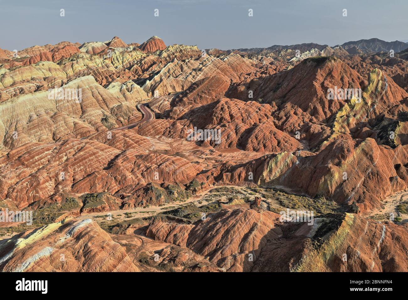 Spirit-Monkey-View-Sea landform dalla colorata piattaforma di osservazione del Mare delle Nuvole. Zhangye Danxia-Qicai Scenic Spot-Gansu-China-0874 Foto Stock