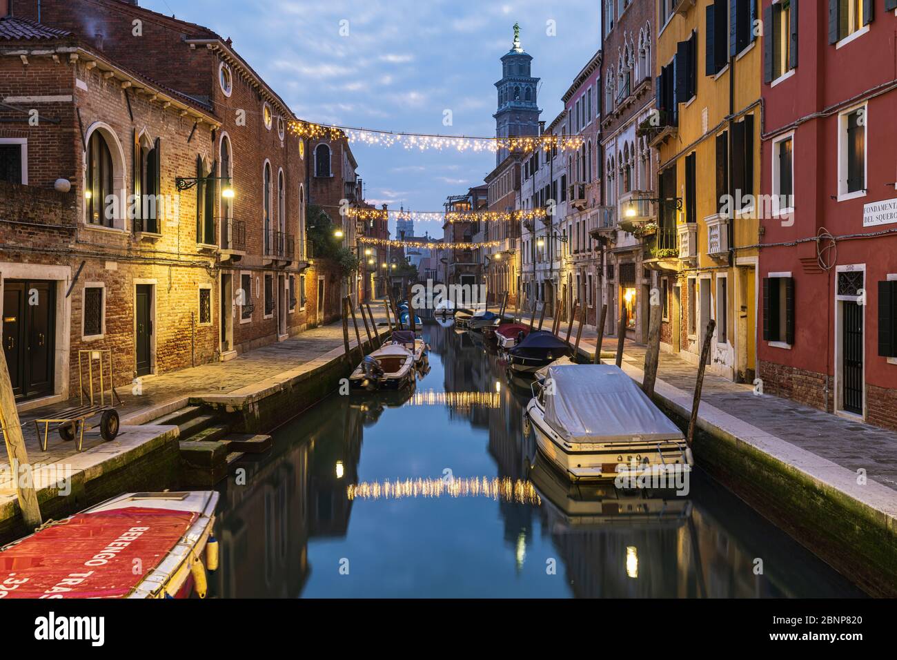 Canale in serata, Venezia, centro storico, Veneto, Italia, Italia settentrionale, Europa Foto Stock