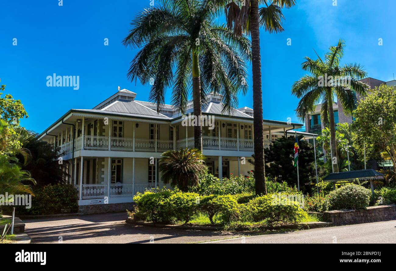 Ministero degli Affari Esteri, Victoria, Isola di Mahé, Seychelles, Oceano Indiano, Africa Foto Stock