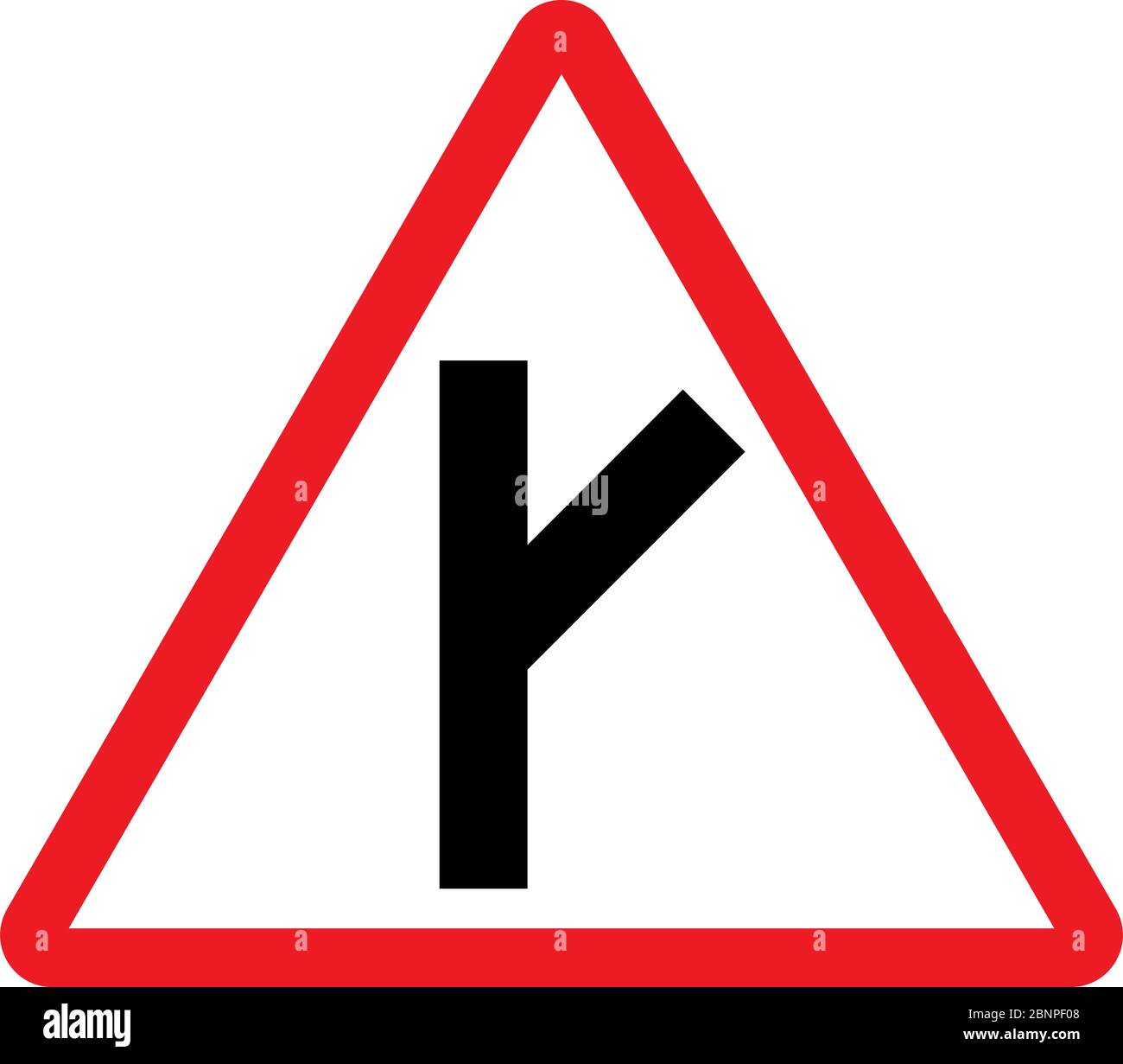 Y incrocio a destra segnale di traffico vettore. Sfondo triangolo rosso. Segnale stradale post. Illustrazione Vettoriale