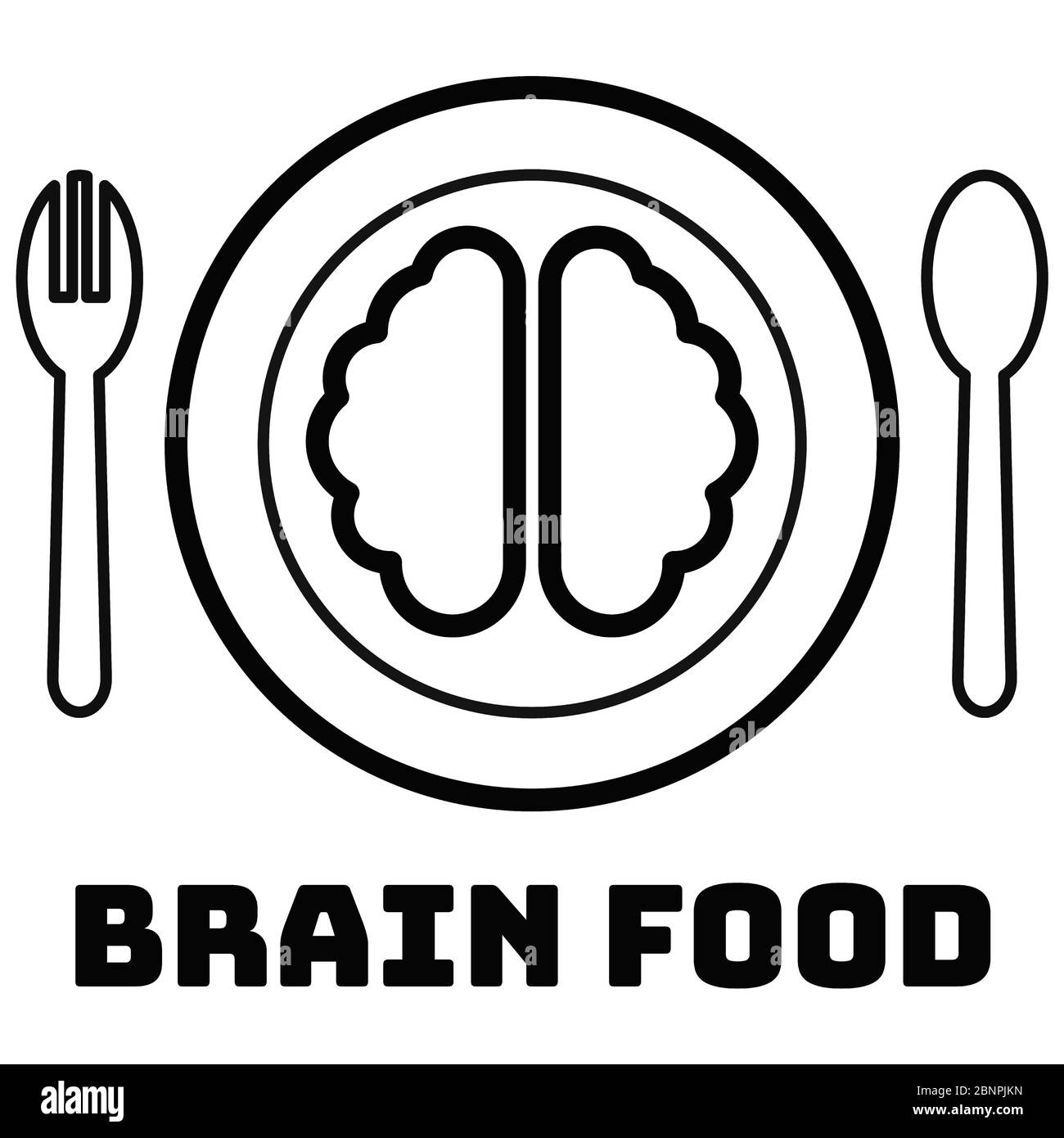 Concetto di design vettoriale piatto del cibo cerebrale nella vista dall'alto. Illustrazione Vettoriale