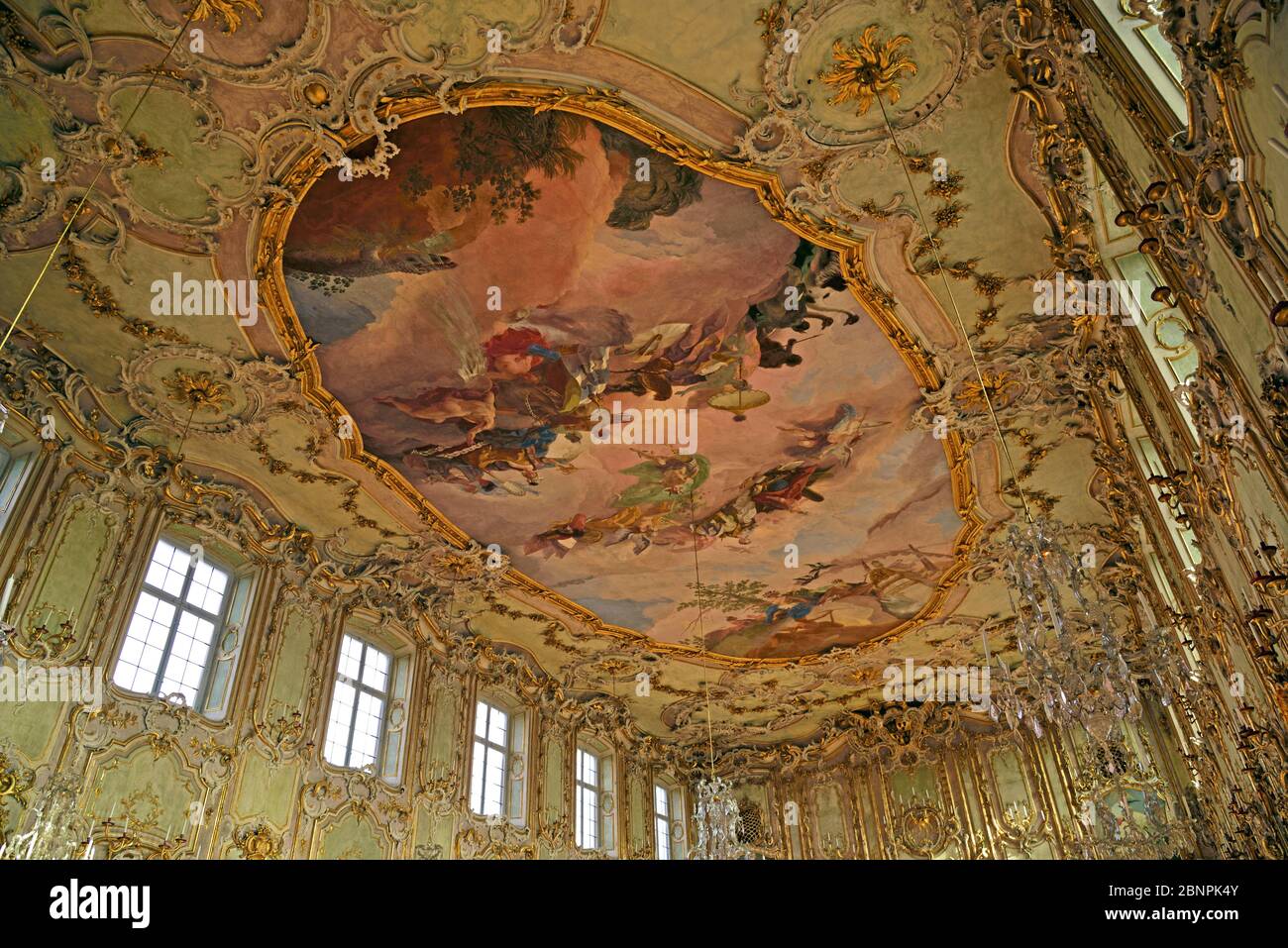 Europa, Germania, Baviera, Svevia, Augusta, Schaetzler-Palais, stile rococo, costruito dal 1765 al 1770, grande sala da ballo, pittura sul soffitto, Foto Stock