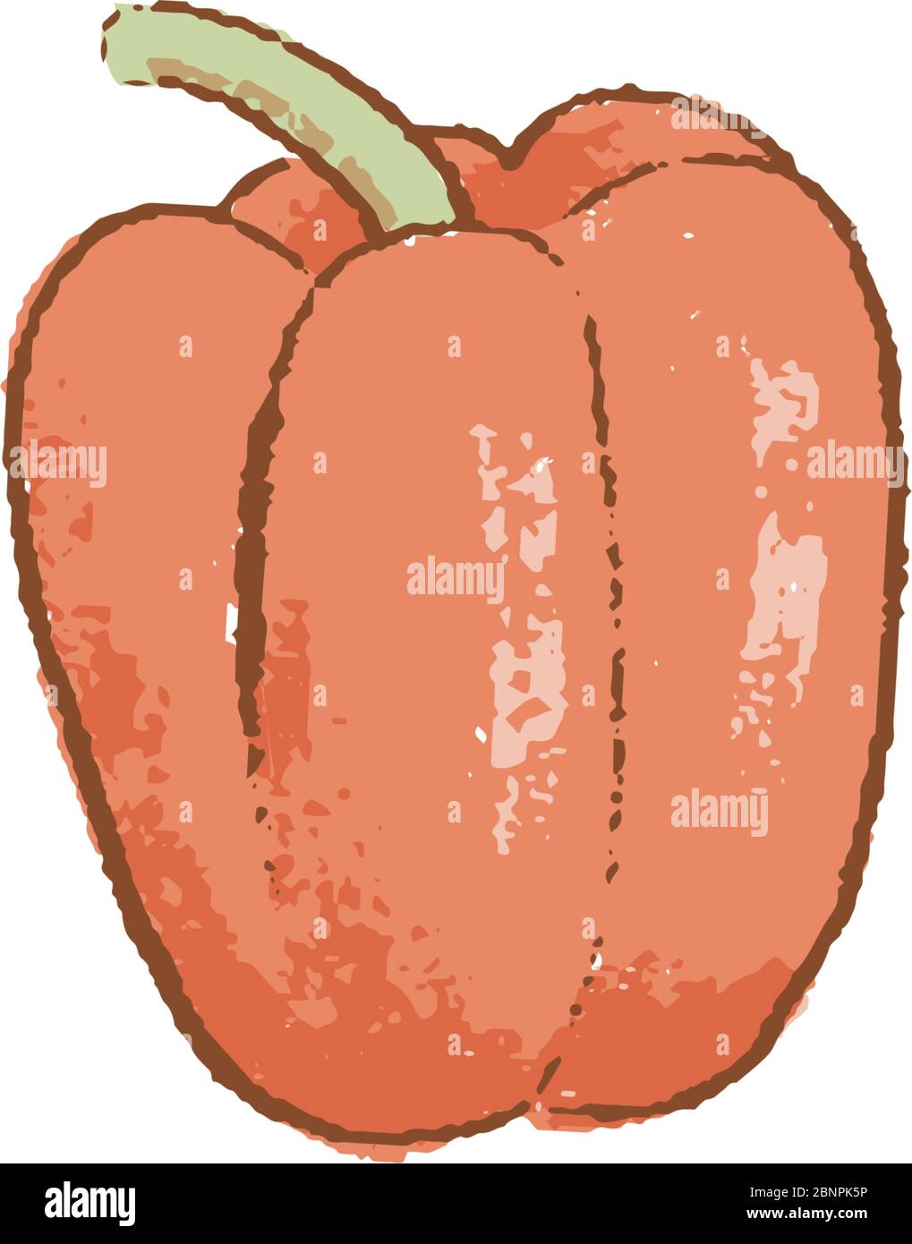 Icona isolata di verdure al peperone rosso fresco. Pepe per il mercato agricolo, disegno di ricette vegetariane per insalata. Illustrazione vettoriale in stile piatto Illustrazione Vettoriale