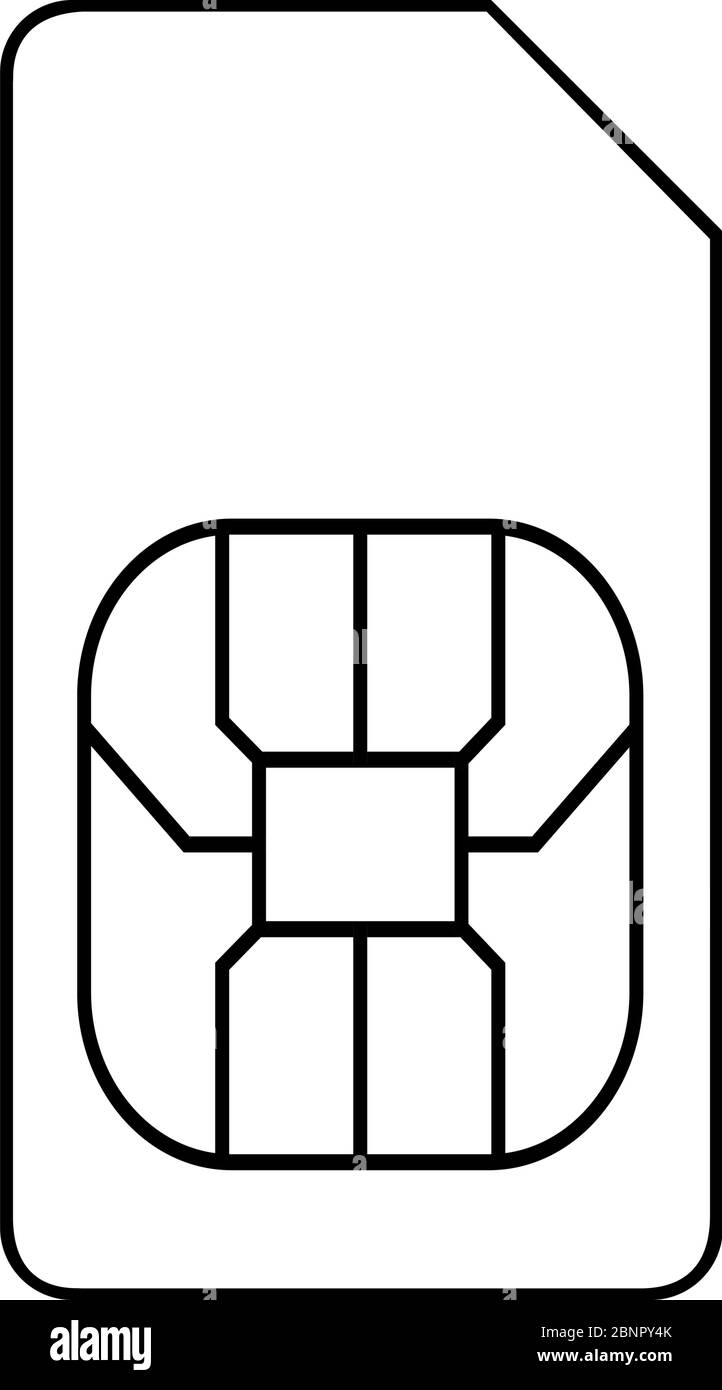 Informazioni sul vettore delle icone della linea della scheda SIM. Rete mobile. Perfetto per sfondi, striscioni, sfondo, segno, icona, simbolo, etichetta, adesivo, logo ecc. Illustrazione Vettoriale