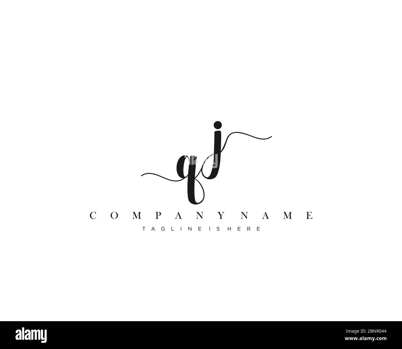 QJ vettore iniziale del logo di scrittura a mano. Illustrazione Vettoriale