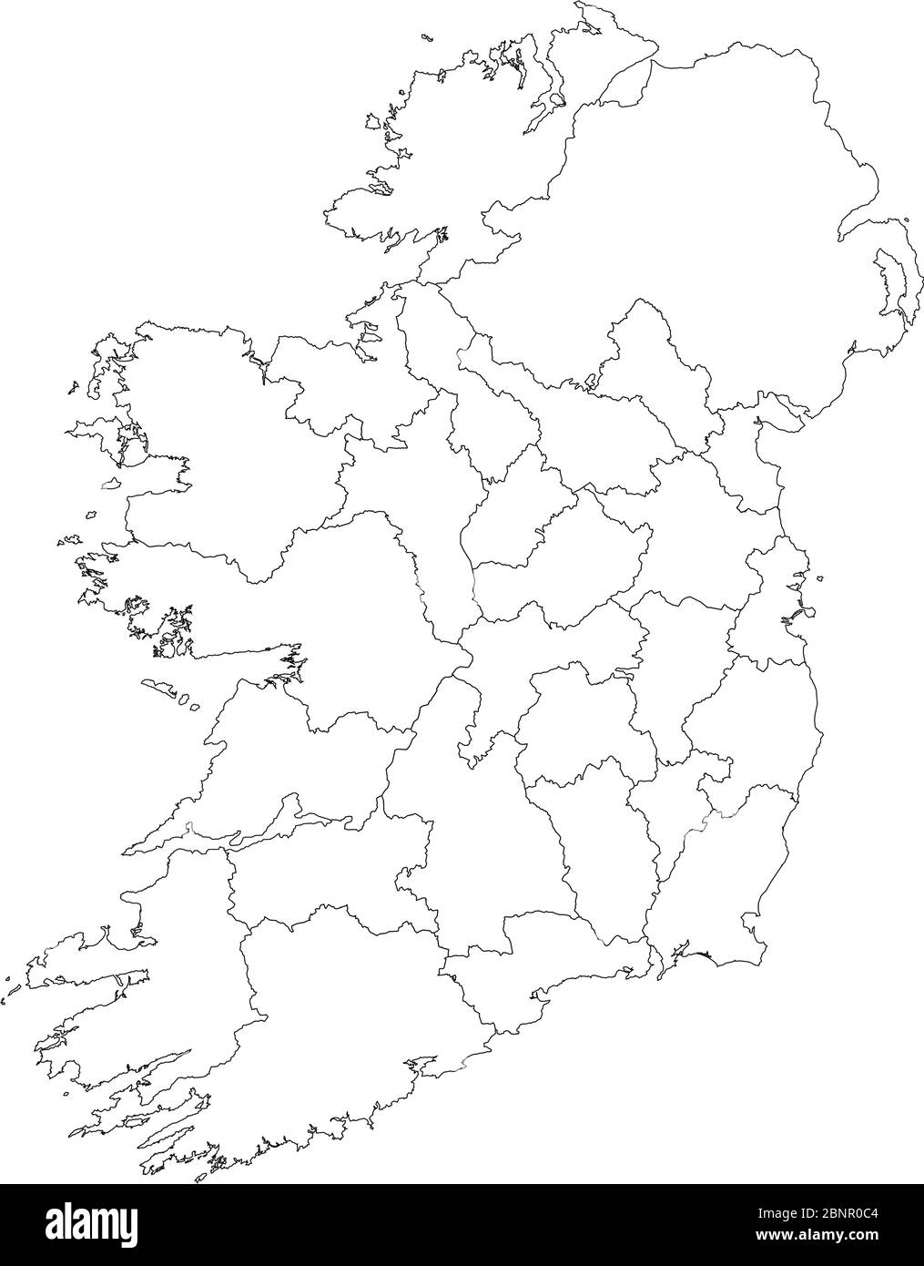 Mappe di Irlanda grafica vettoriale. Sfondo bianco. Paese europeo. Perfetto per sfondi, sfondo, concetti aziendali, grafici, etichette, bastoncini Illustrazione Vettoriale