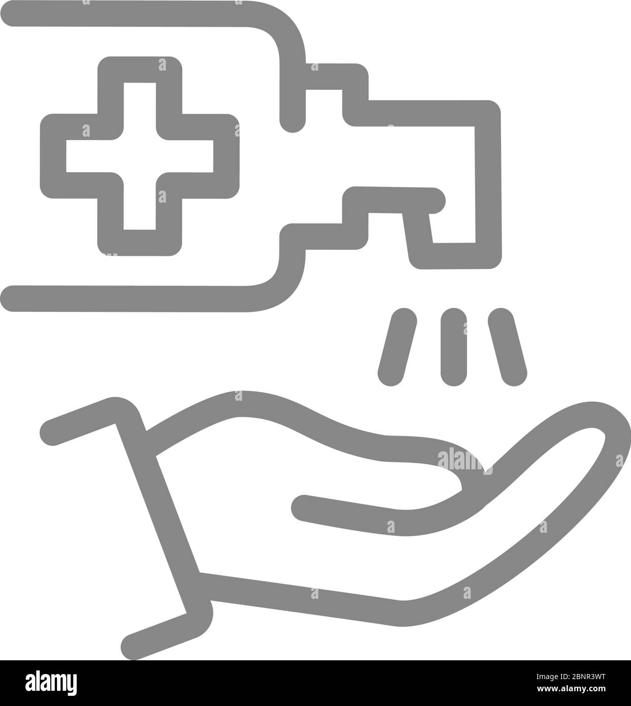 Pulizia delle mani con l'icona della linea disinfettante. Simbolo di  igiene, disinfezione del prodotto Immagine e Vettoriale - Alamy