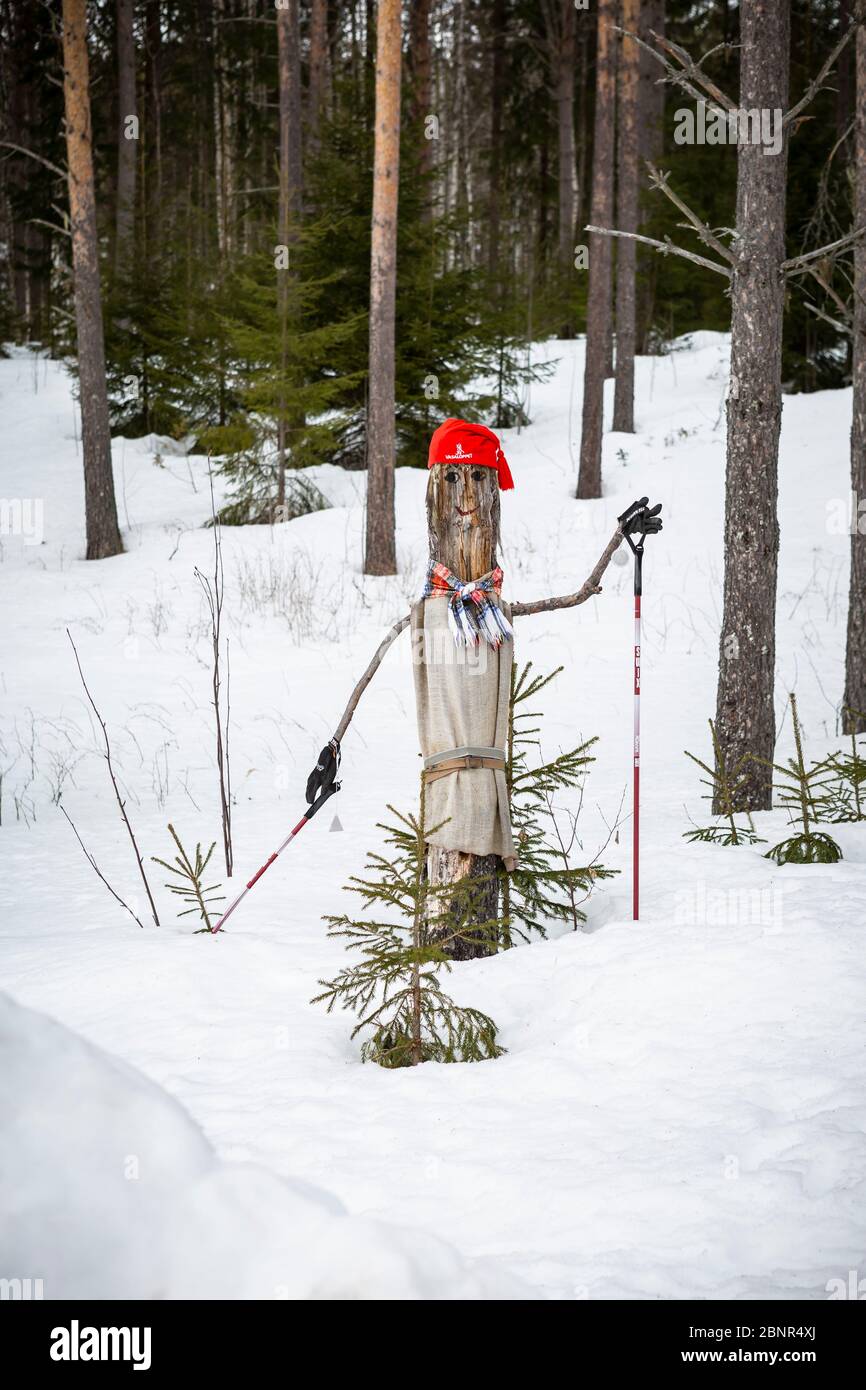Sci di fondo in legno nella neve, Vasaloppet Foto Stock