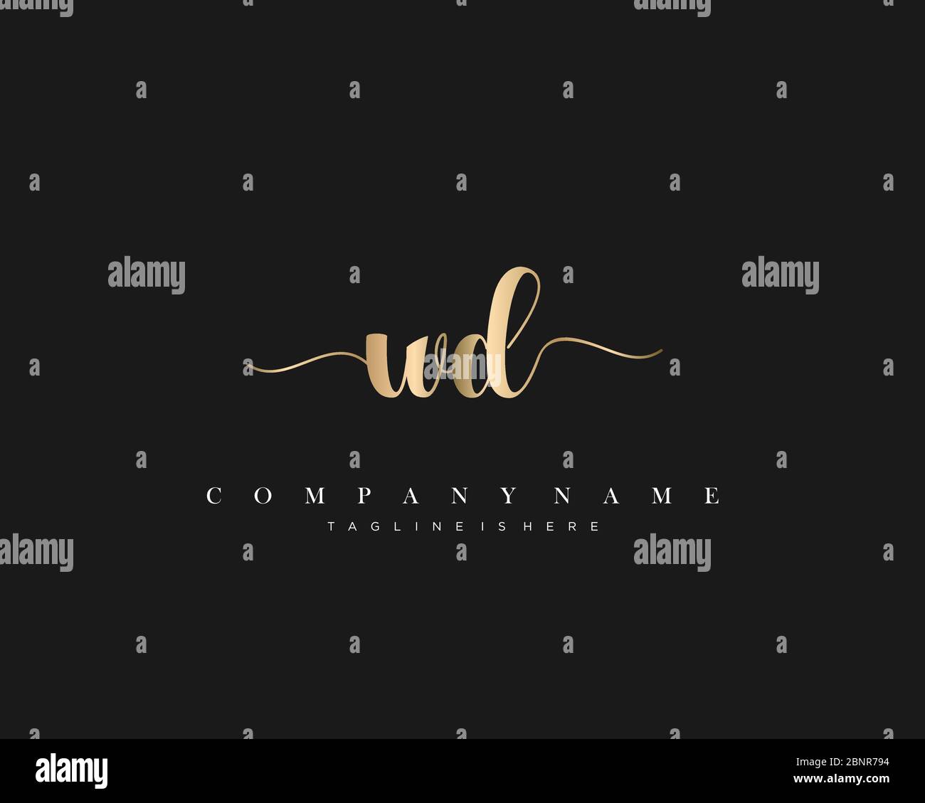 Vettore iniziale del logo di scrittura WD. Illustrazione Vettoriale