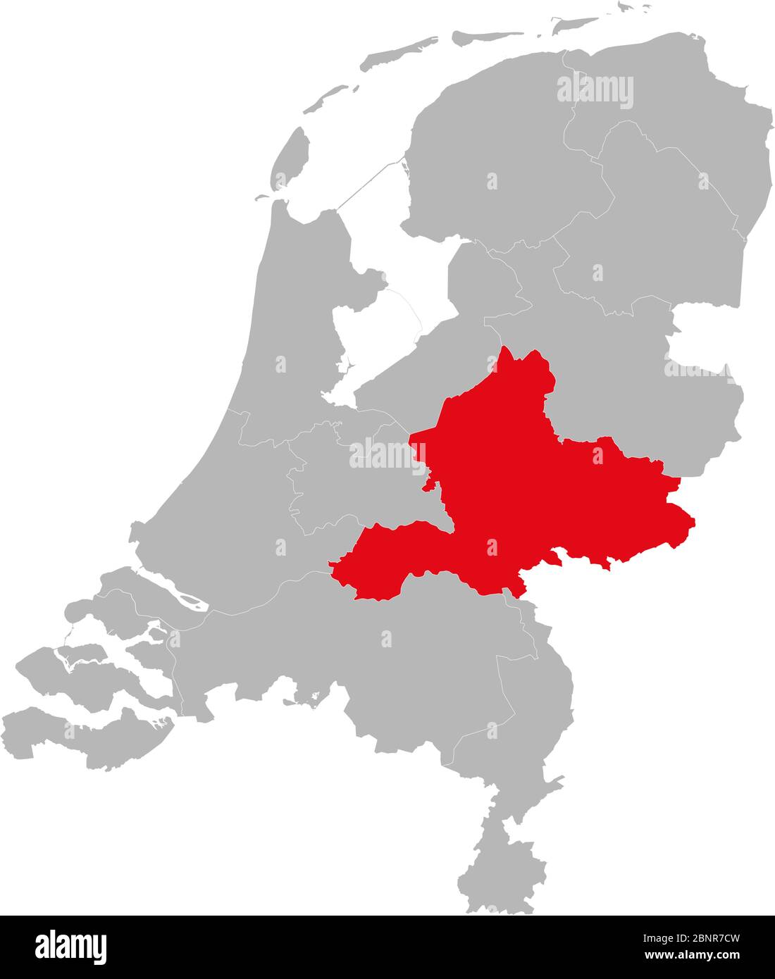 Provincia di Gelderland evidenziata sulla mappa politica dei paesi bassi. Sfondi, grafici, concetti aziendali. Illustrazione Vettoriale