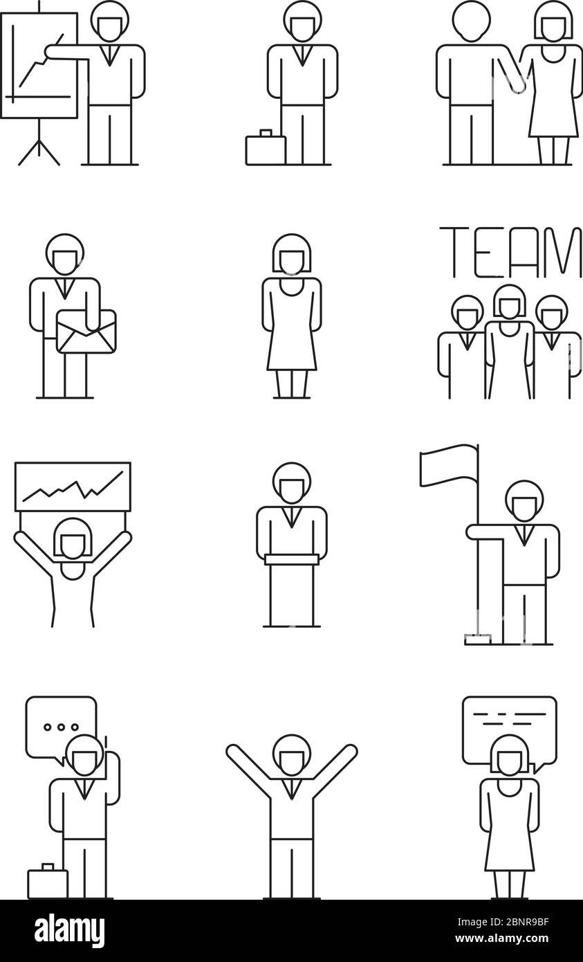 Icona persone di affari. Team Office manager relazioni utente successo persone dialogo vettore semplici simboli di business Illustrazione Vettoriale