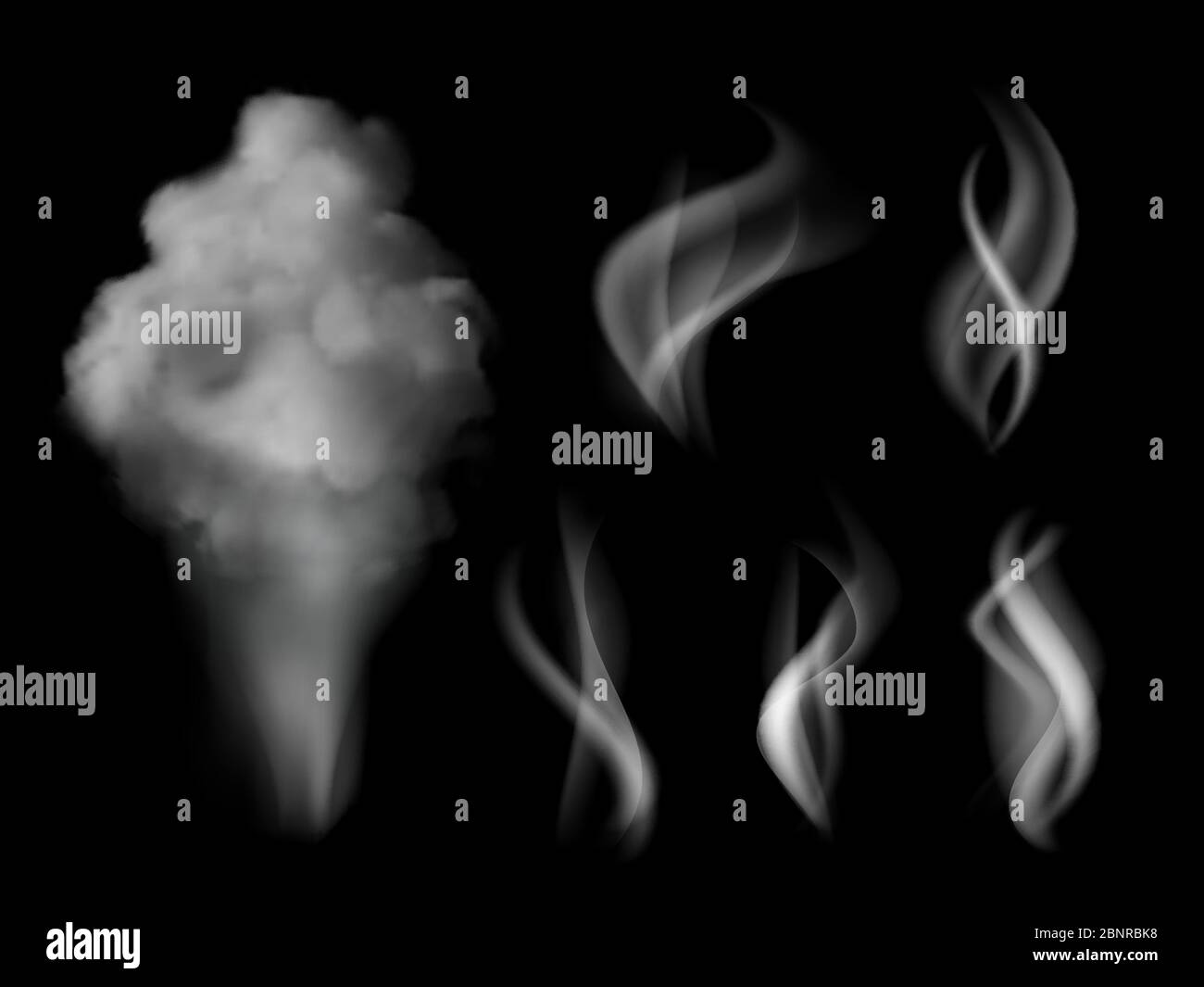 Fumo realistico. Hot Steam vape su cucina odori vettore raccolta 3d isolato Illustrazione Vettoriale