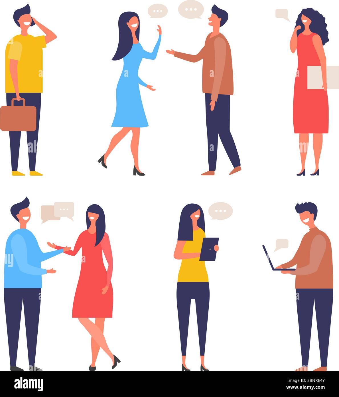 Dialogo persone. I caratteri di comunicazione web chat discutere di businessman discussione attiva vettore immagini piatte Illustrazione Vettoriale