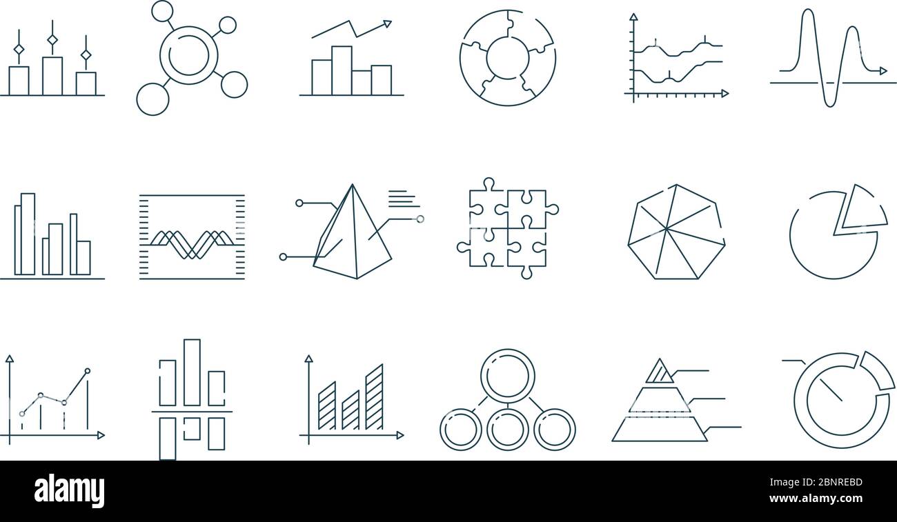 Icona grafico aziendale. Grafici di trend semplici frecce di diagramma lineare simboli vettoriali Illustrazione Vettoriale