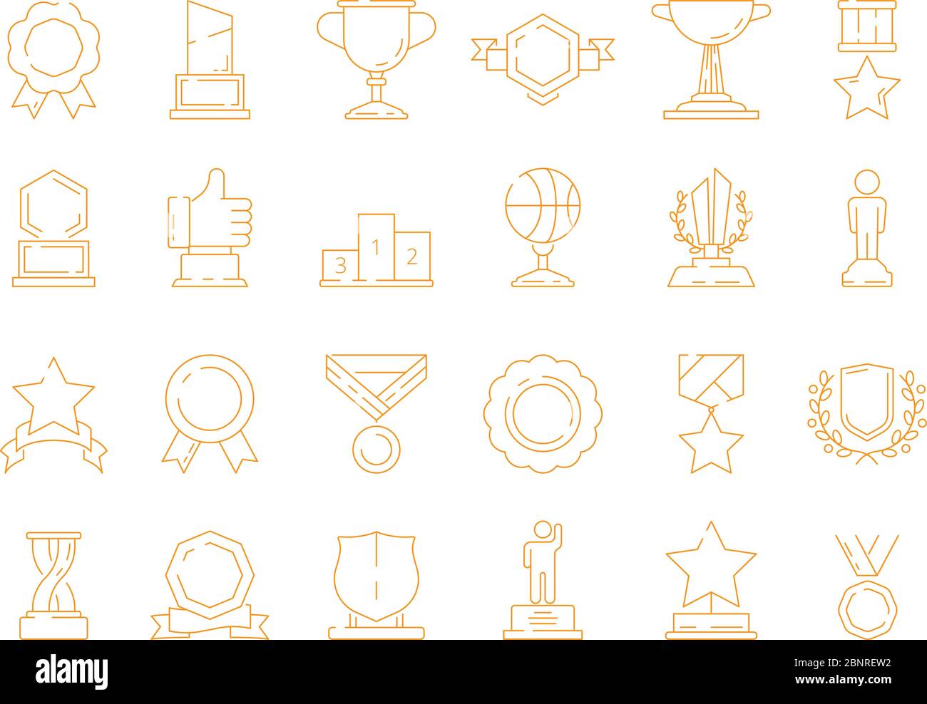 Icona Trofeo. Premiazione di vincitori di sport di qualità premia vettore segni sottile linea Illustrazione Vettoriale