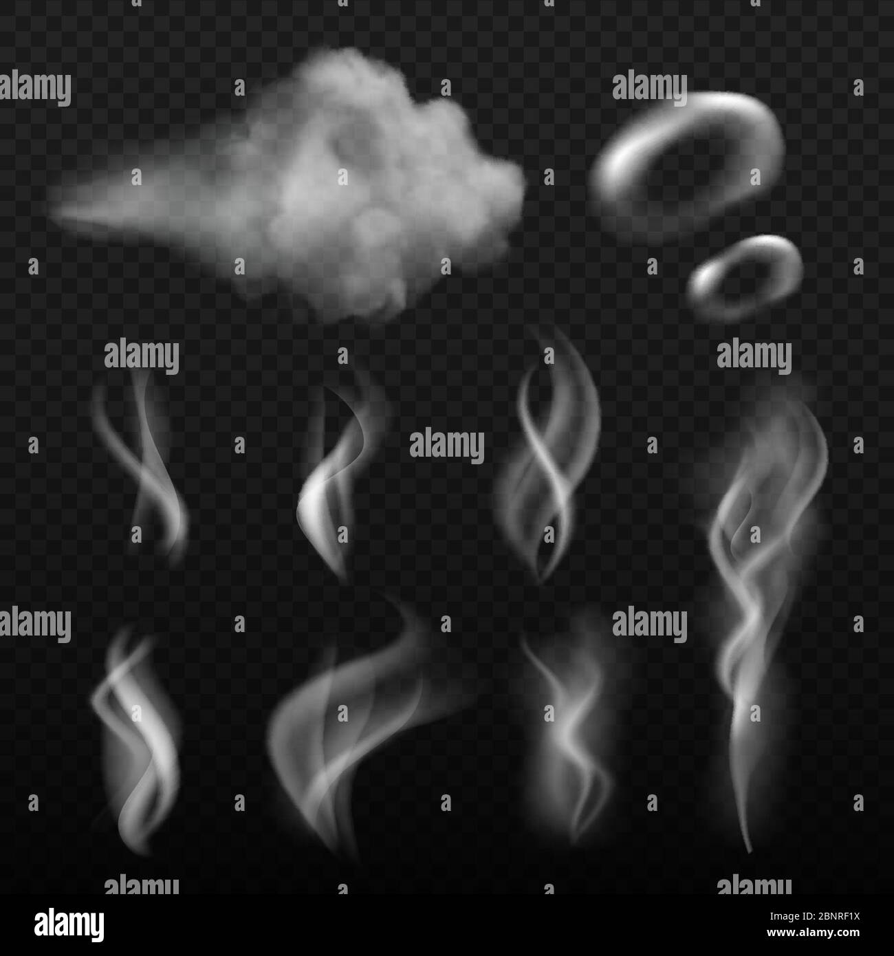 Vapore e fumo. Vape forme cucina calda odore vettore immagini realistiche Illustrazione Vettoriale