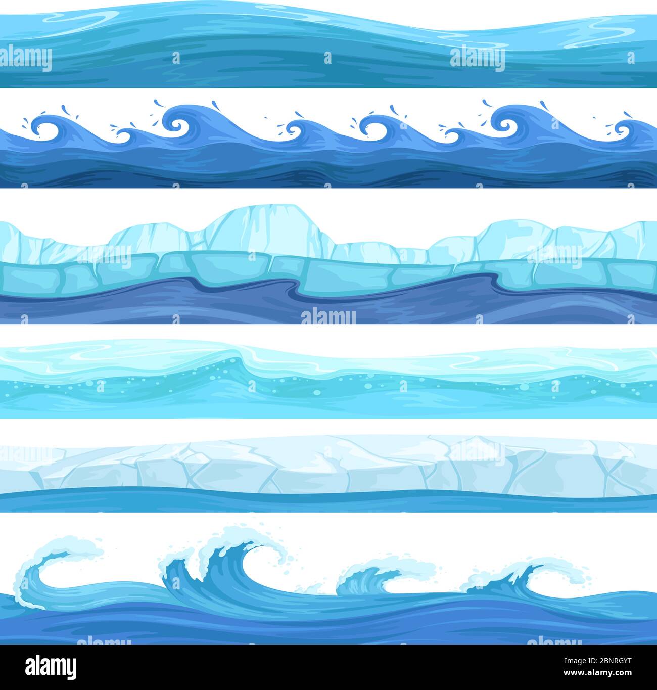 Giochi d'acqua senza soluzione di continuità. Superficie liquido oceano fiume onde bolle subacquea modello vettoriale Illustrazione Vettoriale