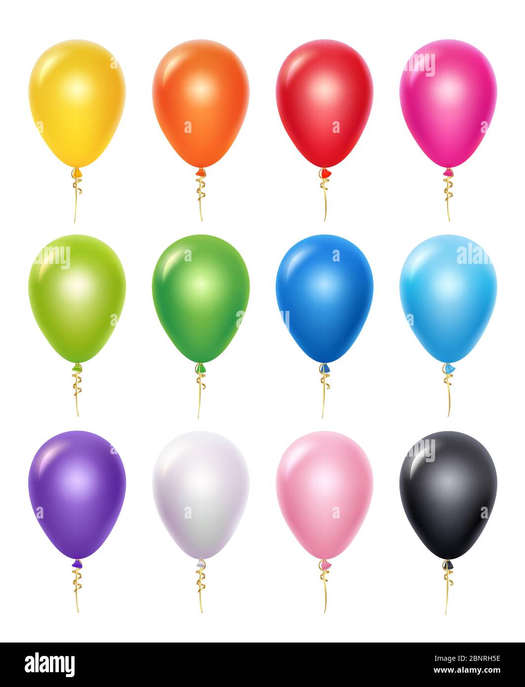 Palloncino colorato. Festa di compleanno decorazione vettore 3d palloncini realistici Illustrazione Vettoriale