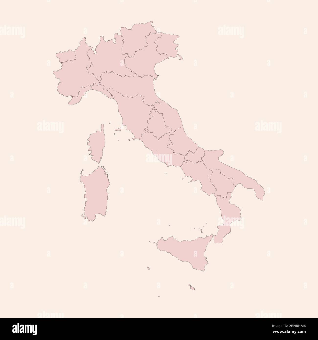 Mappa politica Italia con grafica delle province. Vettore di sfondo tonalità rosa vintage. Perfetto per concetti aziendali, sfondi, sfondo, banner Illustrazione Vettoriale