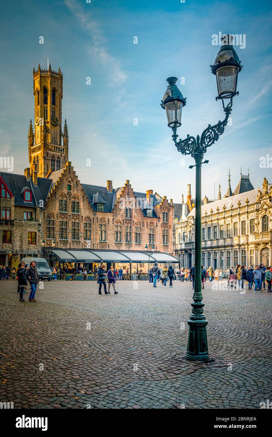 Europa, Belgio, Bruges, città, centro, Burgplatz, De Burg, Belfort Foto Stock