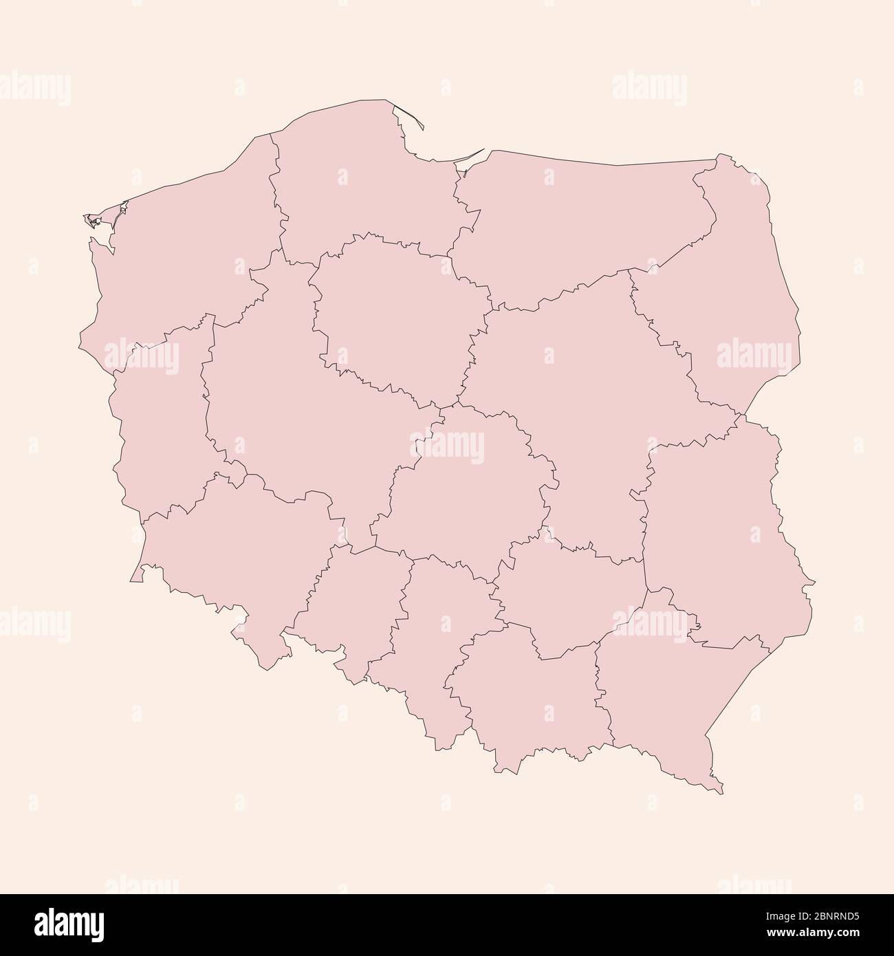 Polonia mappa le province evidenziate con design grafico dei confini. Vettore di sfondo tonalità rosa vintage. Perfetto per concetti aziendali, sfondi, ba Illustrazione Vettoriale