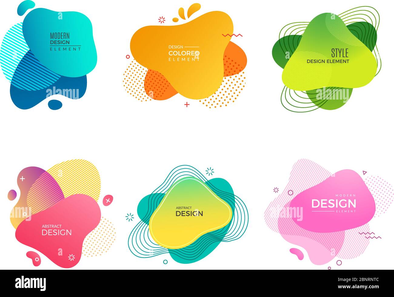 Forme di pittura astratte. Decorativo colorato memphis forme diversi elementi per il logo progetti vettore Illustrazione Vettoriale