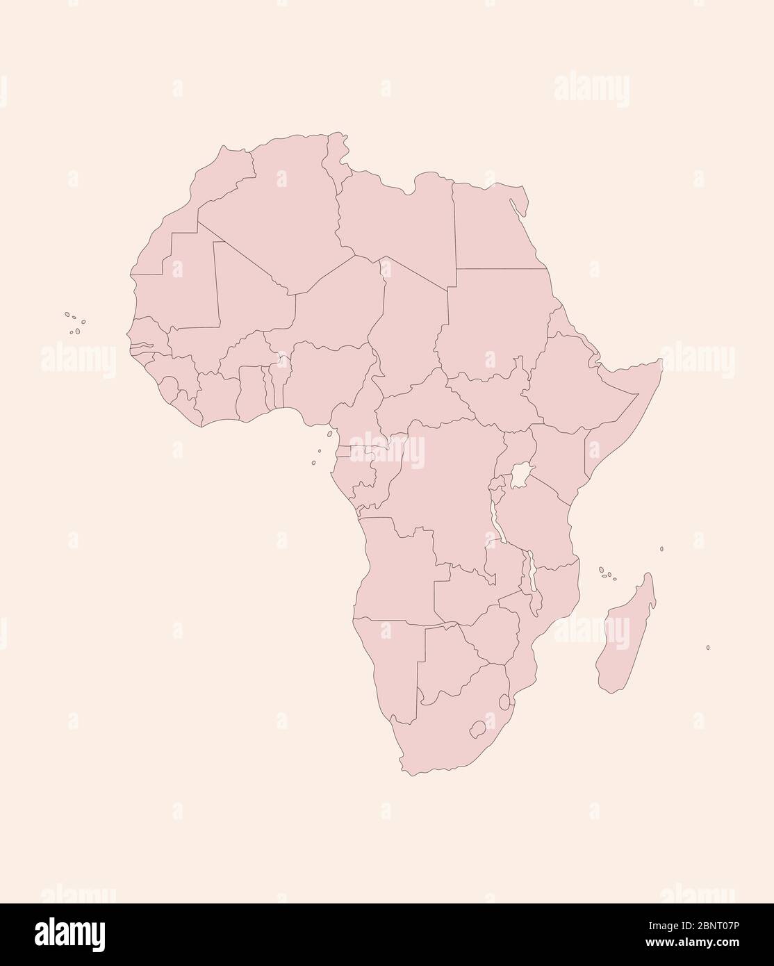 Mappa politica dell'Africa con grafica dei paesi. Vettore di sfondo tonalità rosa vintage. Perfetto per concetti aziendali, sfondi, sfondo, banne Illustrazione Vettoriale