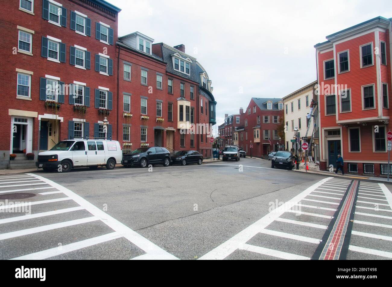 Boston, Massachusetts. 30 ottobre 2018. Il percorso della libertà a Boston, Massachusetts, attraverso la sezione charlestown della città in un neig residenziale Foto Stock