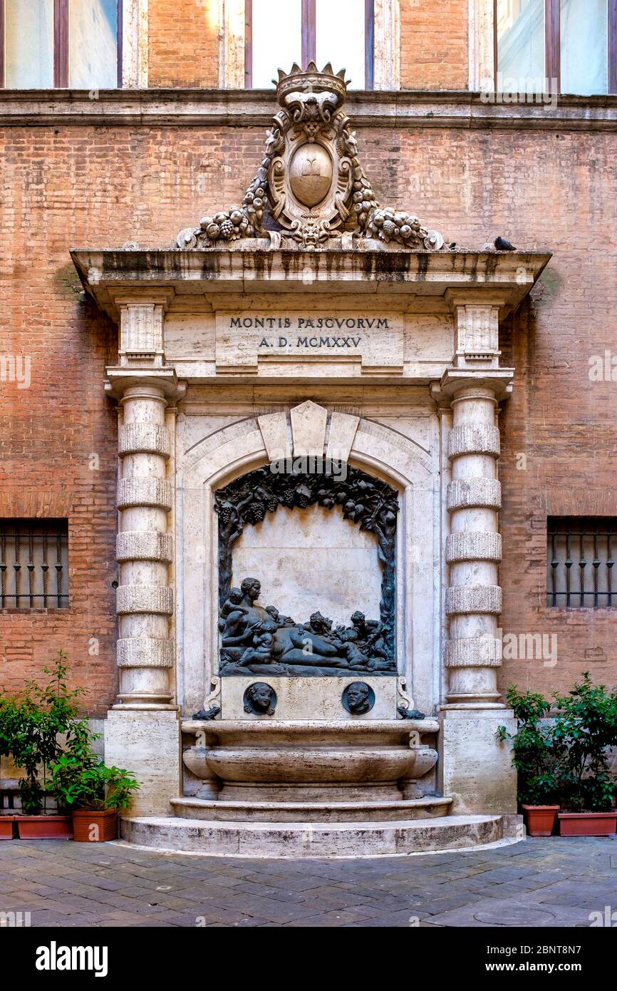 Fontana dell'abbondanza (o della Granecchia) in via banchi di sopra, Siena, Italia Foto Stock
