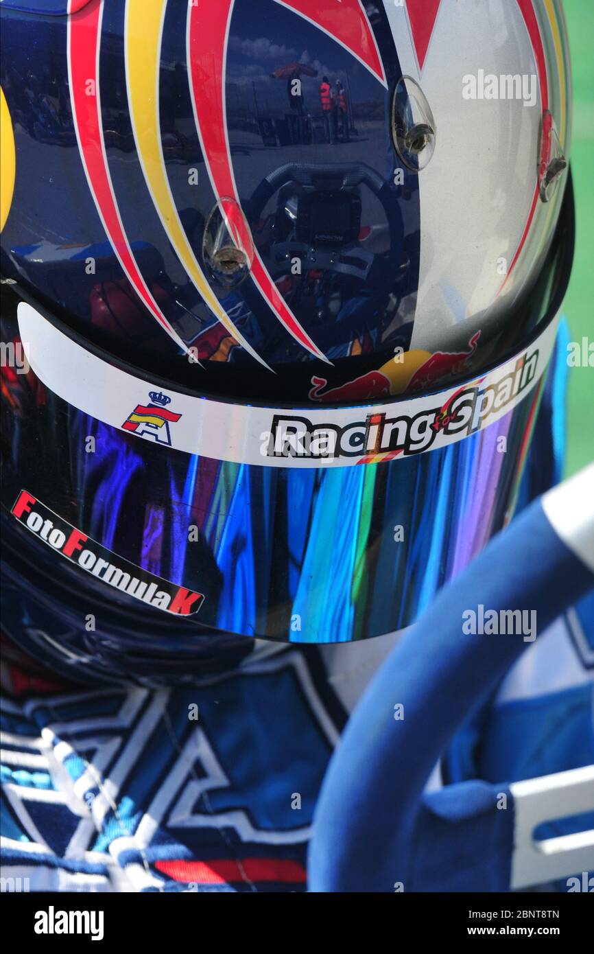 Carlos Sainz durante la sua carriera karting, il pilota spagnolo ha recentemente firmato per la Ferrari per la stagione 2021 e oltre, sostituendo Sebastian Vettel. È figlio del doppio campione del mondo Rally Carlos Sainz. Foto Stock