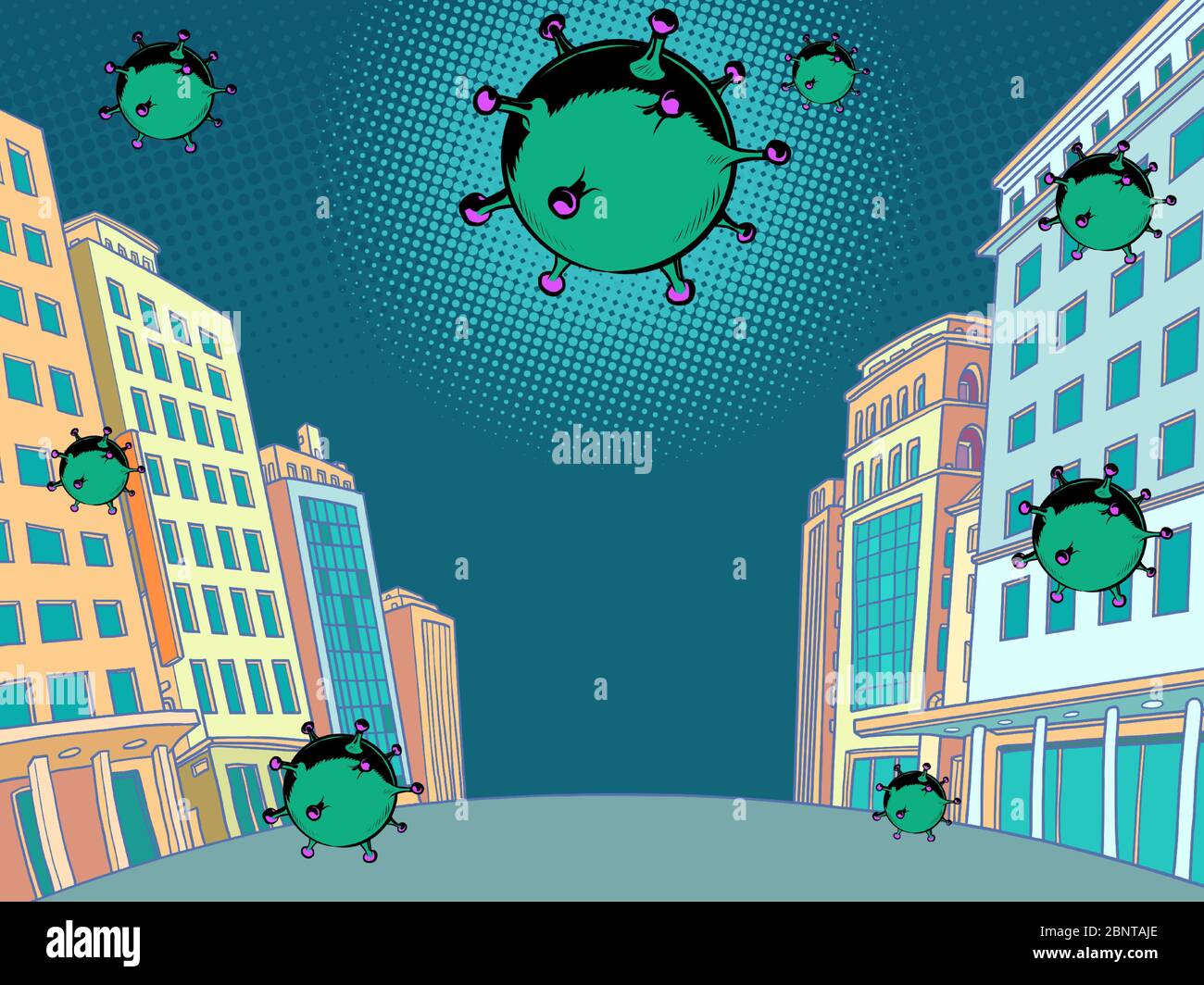 l'epidemia di coronavirus attacca la città Illustrazione Vettoriale