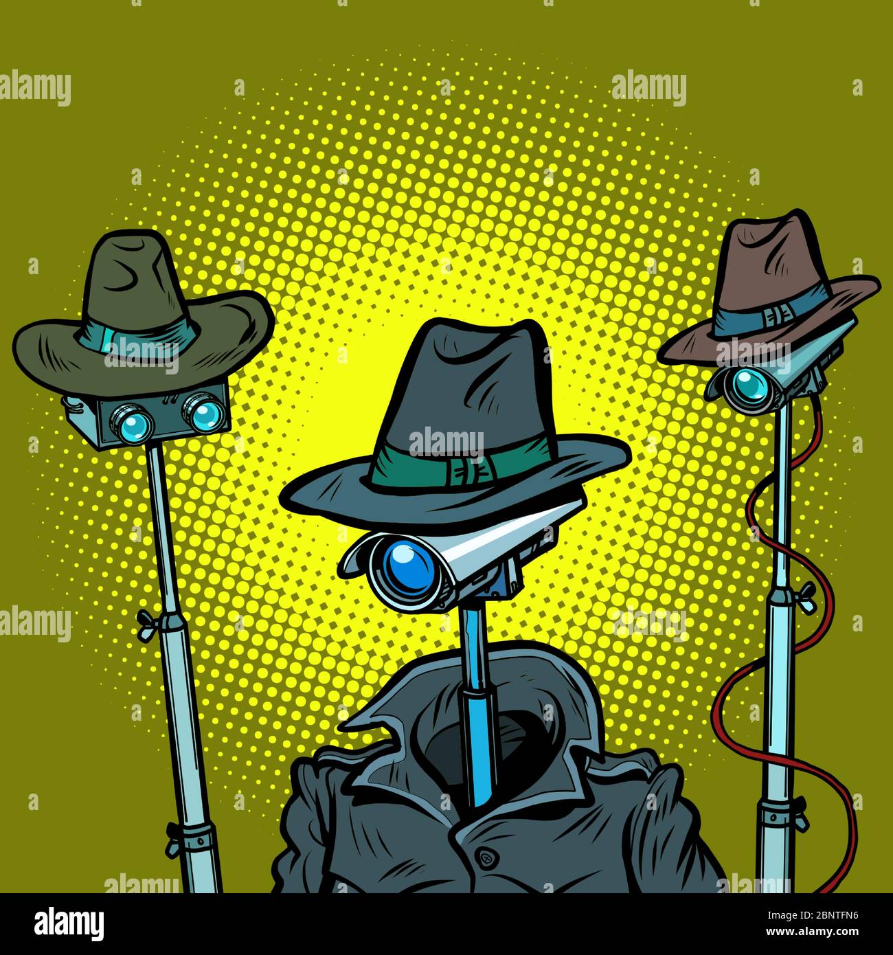 sorveglianza spia videosorveglianza totale informazioni segrete concetto di privacy Illustrazione Vettoriale