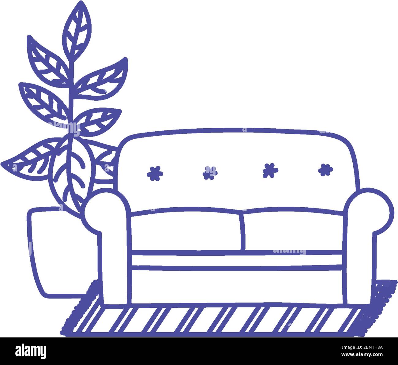 divano vasato pianta e moquette decorazione isolato icona disegno  vettoriale illustrazione Immagine e Vettoriale - Alamy